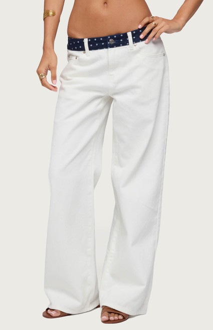 Edikted Women's Polka Dot Low Rise Baggy Jeans - 0267609690094