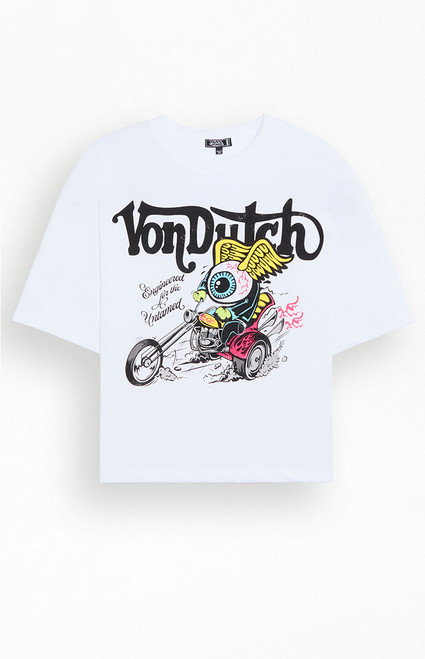Von Dutch Men's Eyeball Motorcycle Cropped T-Shirt - 0097513430008