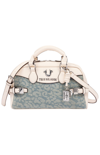 True Religion Women's Brooks Leopard Denim Belted Satchel Bag - 0276141730157