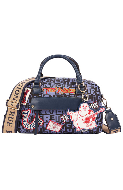 True Religion Women's Navy Multi Patch Graphic Satchel Bag - 0276141730166
