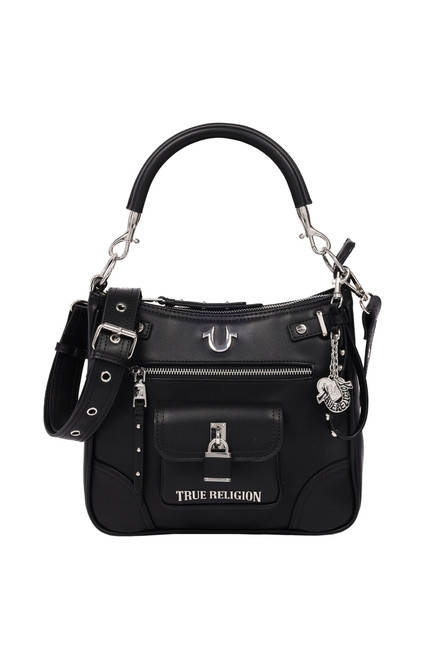 True Religion Women's Black Moto Zip Hobo Bag - 0276141730174