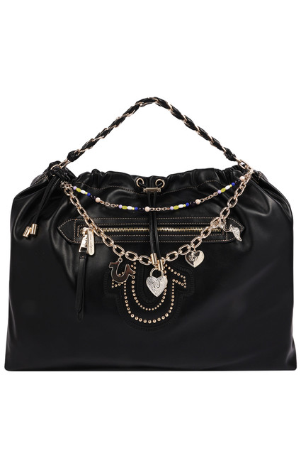 True Religion Women's Black Vintage Chain Soft Hobo Bag - 0276141730175