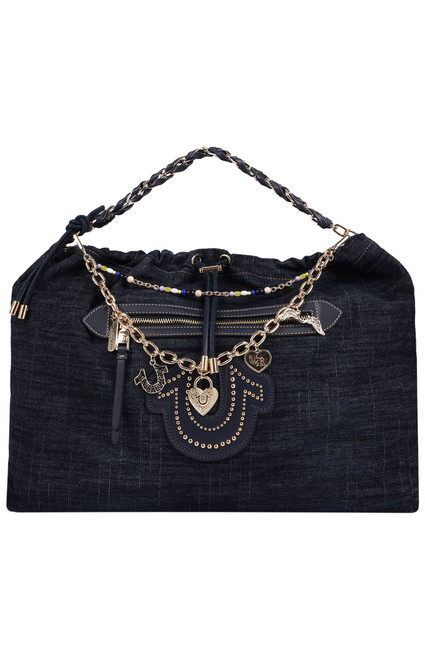 True Religion Women's Vintage Chain Dark Denim Hobo Bag - 0276141730186