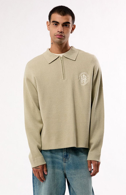 Pacsun Men's Green Le Palais Quarter Zip Polo Sweater - 0128484260055
