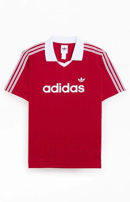 adidas Men's Red Drop Needle Short Sleeve Jersey - 0097000250073
