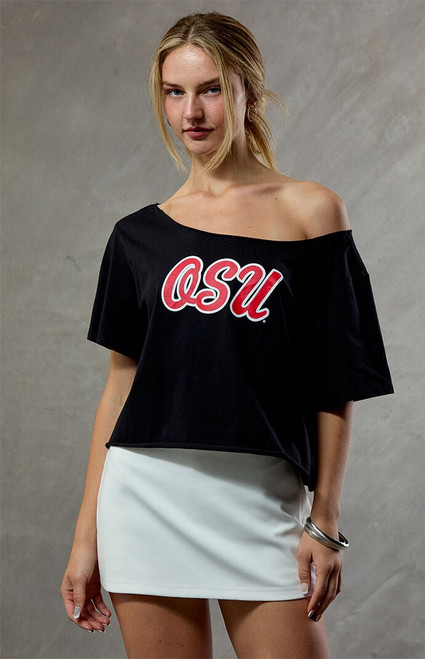 WILD COLLECTIVE Women's Ohio State Off-The-Shoulder Oversized T-Shirt - 0702610230120