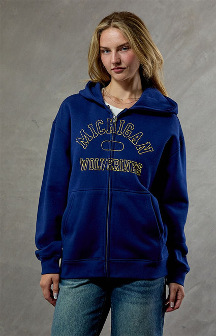 WILD COLLECTIVE Women's Michigan Wolverines Embroidered Zip Up Hoodie - 0751610230052
