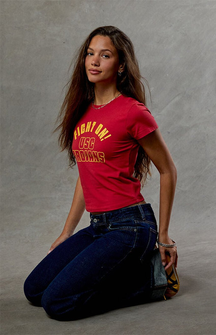 WILD COLLECTIVE Women's USC Trojans Skimmer T-Shirt - 0702610230127