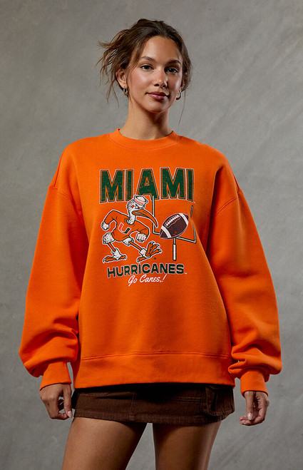WILD COLLECTIVE Women's Miami Hurricanes Crew Neck Sweatshirt - 0751610230056