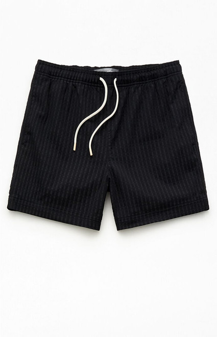 Pacsun Men's Black Hudson Striped 5.5" Swim Trunks - 0150603490297