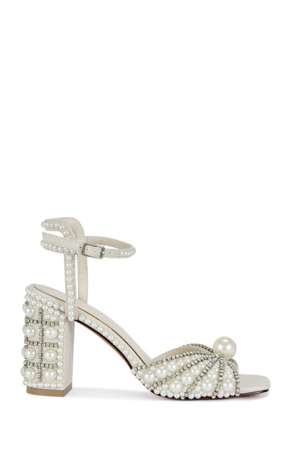 AZALEA WANG Women's Esteva White Pearl Block Sandals - 0275611590110