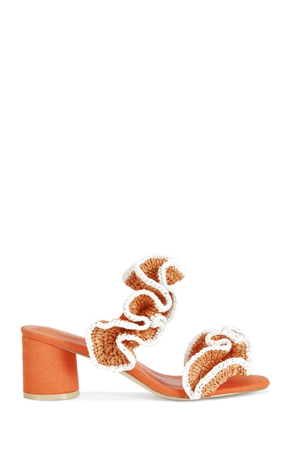 AZALEA WANG Women's Chahna Orange Block Sandals - 0275611590121