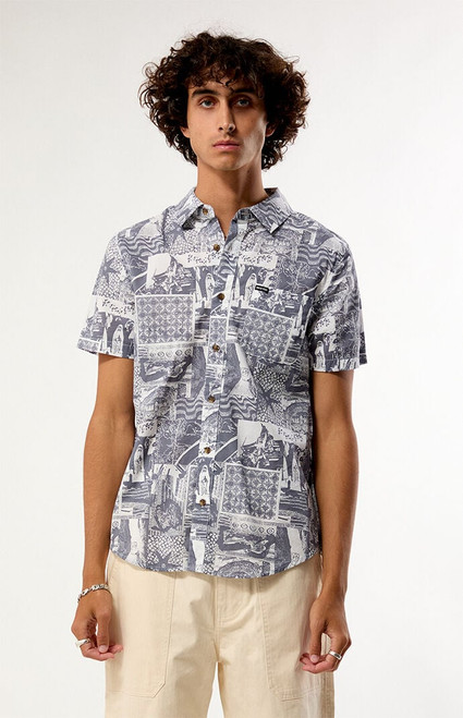 Brixton Men's Charter Print Woven Button Down Shirt - 0181440200004