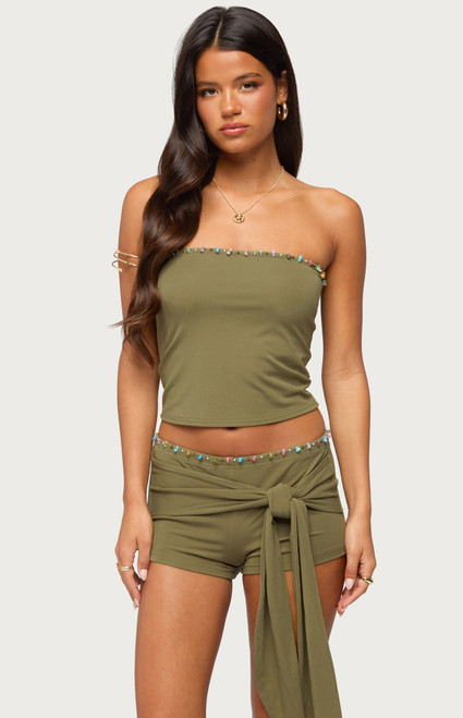 Edikted Women's Monroah Bead Strapless Top - 0260609690229