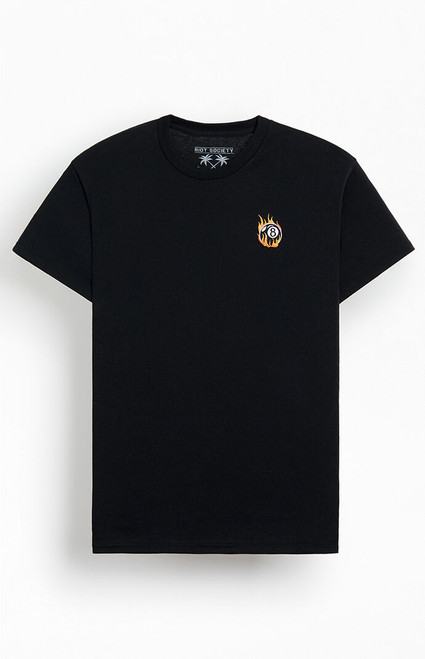 Riot Society Men's Flame 8 Ball Embroidered T-Shirt - 0097448870049