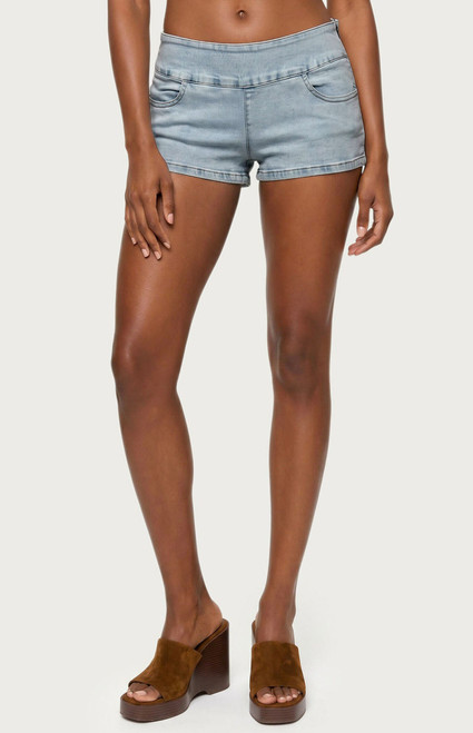 Edikted Women's Zaida Stretchy Denim Micro Shorts - 0266609690135