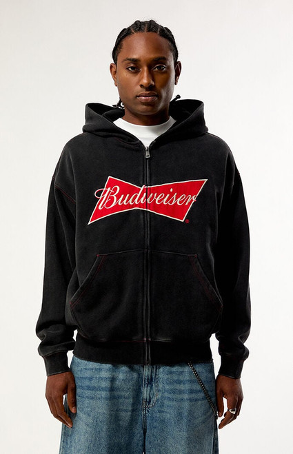 Budweiser Men's by Pacsun Logo Zip Up Hoodie - 0190603260199