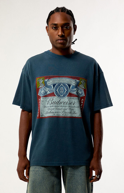 Budweiser Men's by Pacsun Genuine Classic Label T-Shirt - 0097603261047