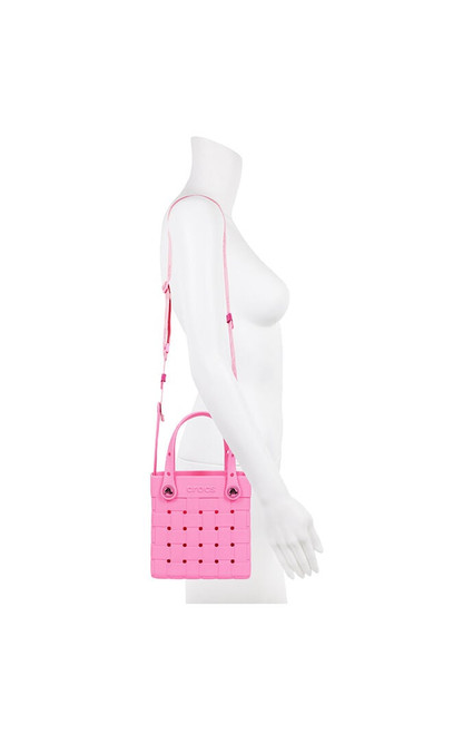 Crocs Women's Pink Small Woven Crossbody Tote Bag - 0276141730101