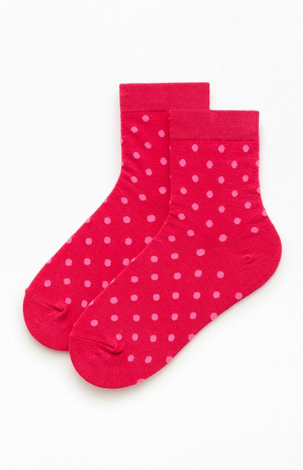 John Galt Women's Red Polka Dot Ankle Socks - 0679601600345