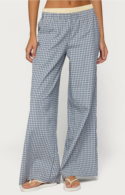 Edikted Women's Indya Contrast Plaid Wide Leg Pants - 0268609690088