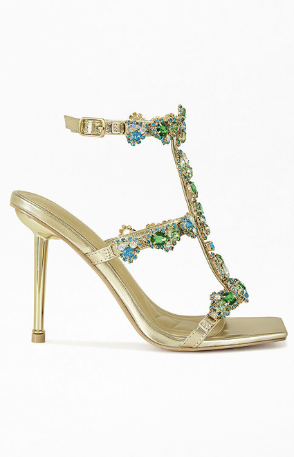 AZALEA WANG Women's Khai Gold Stiletto Sandals - 0275611590124