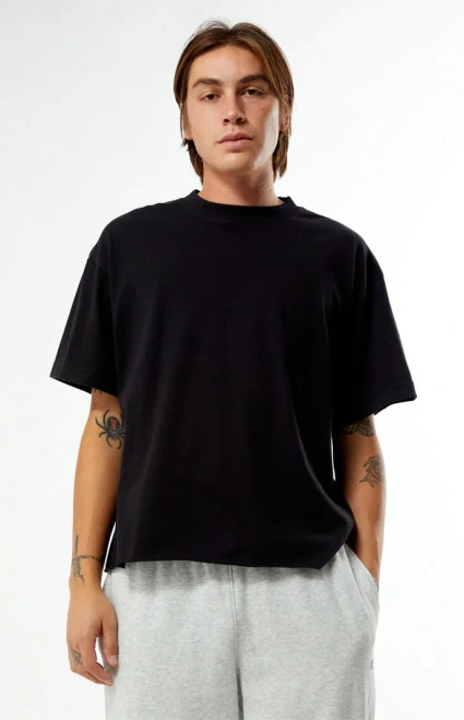 Pacsun Men's Black Premium Cropped T-Shirt - 0120522800076