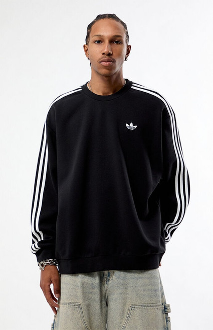 adidas Men's Black Adicolor 3-Stripes Oversized Sweatshirt - 0190000250003