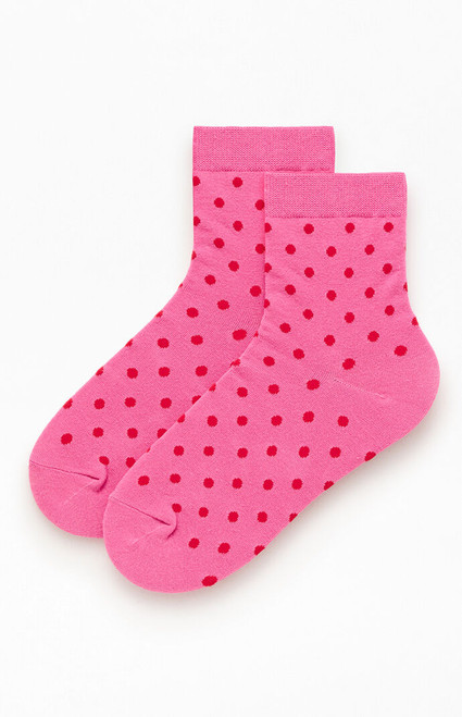 John Galt Women's Pink Polka Dot Ankle Socks - 0679601600346