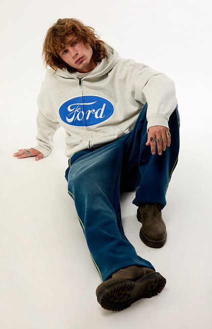 FORD Men's Motor Logo Zip Up Hoodie - 0190468680018