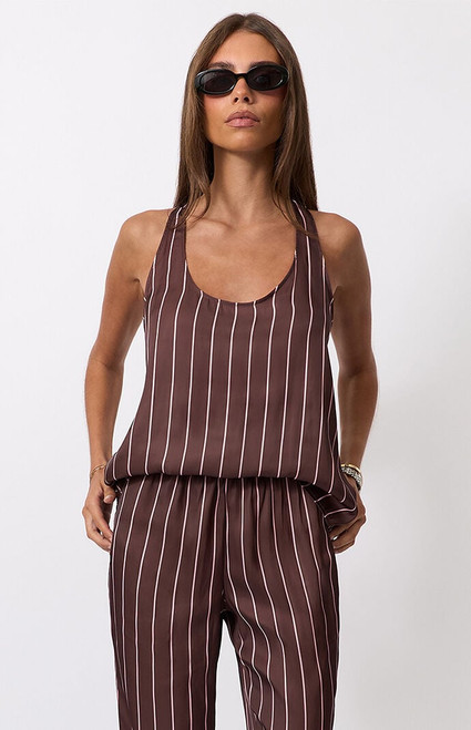 WEWOREWHAT Women's Brown Deep U Tank Top - 0731486420001
