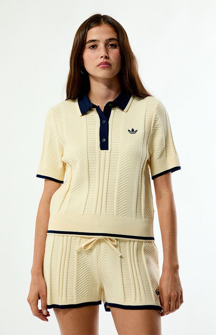 adidas Women's Cable Knit Cali Polo Shirt - 0740000250004