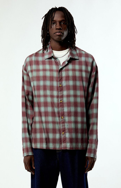 Pacsun Men's Dune Plaid Print Long Sleeve Shirt - 0183611140061