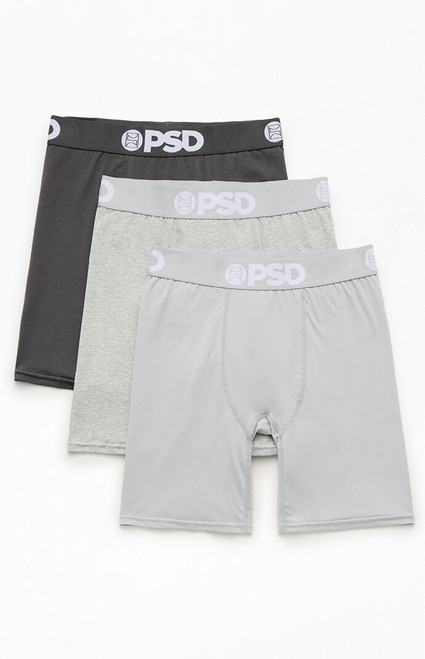 PSD Underwear Men's 3 Pack Grey Days Cotton Boxer Briefs - 0631600930022