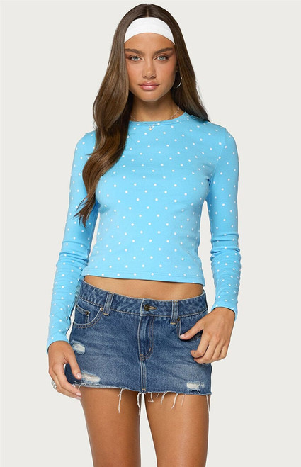 Edikted Women's Daliya Polka Dot Long Sleeve Top - 0261609690022