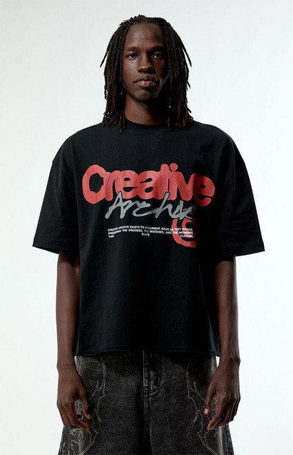 Pacsun Men's Creative Archive Cropped Boxy T-Shirt - 0120519271139