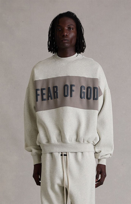Fear of God ESSENTIALS Men's Vanilla Paneled Cropped Relaxed Sweatshirt - 0192611980001527
