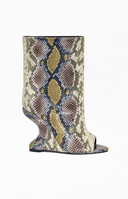 AZALEA WANG Women's Faoi Snake Wedge Booties - 0275611590172