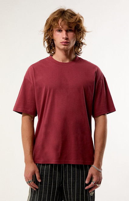 PS Basics Men's Red Basic Oversized T-Shirt - 0120468689505