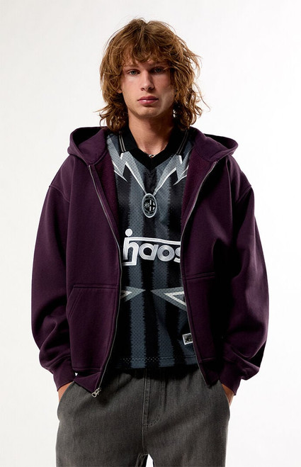 Pacsun Men's Purple Snow Wash Full Zip Hoodie - 0193522800045
