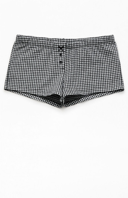 John Galt Women's Black & White Gingham Boxer Shorts - 0842601600415