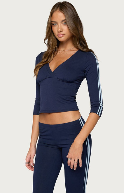 Edikted Women's Danie Stripey Three-Quarter Sleeve Top - 0263609690571