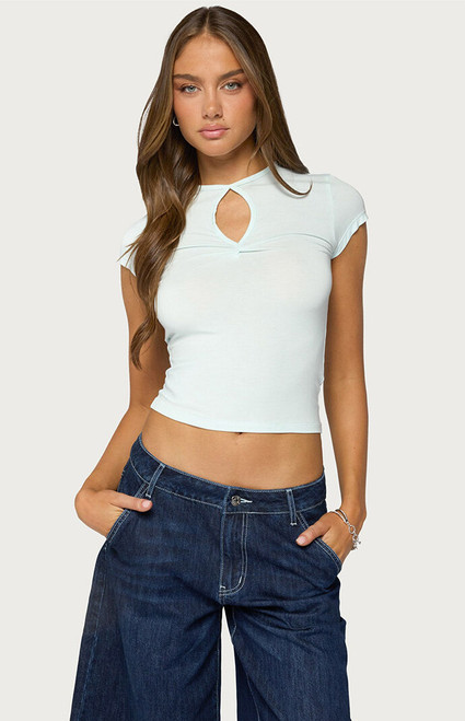 Edikted Women's Posea Twist Keyhole Cutout T-Shirt - 0262609690122