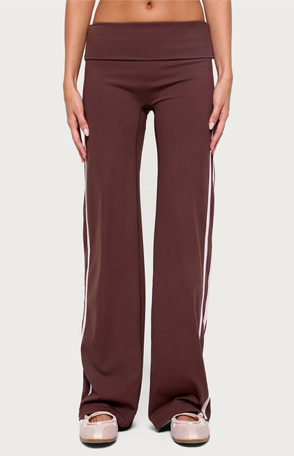 Edikted Women's Anica Stripey Mid Rise Fold Over Pants - 0268609690112