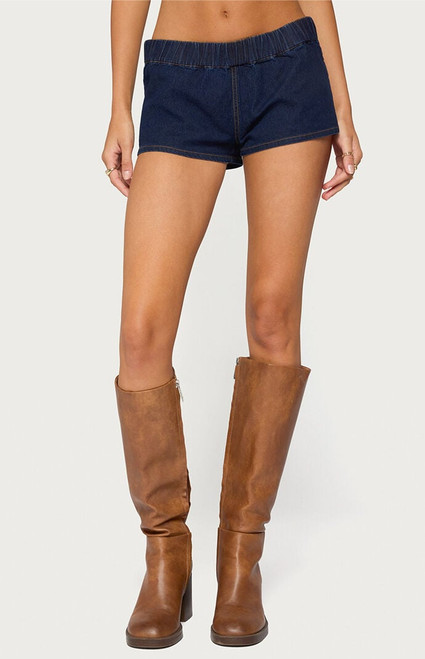 Edikted Women's Aggie Denim Micro Shorts - 0266609690176