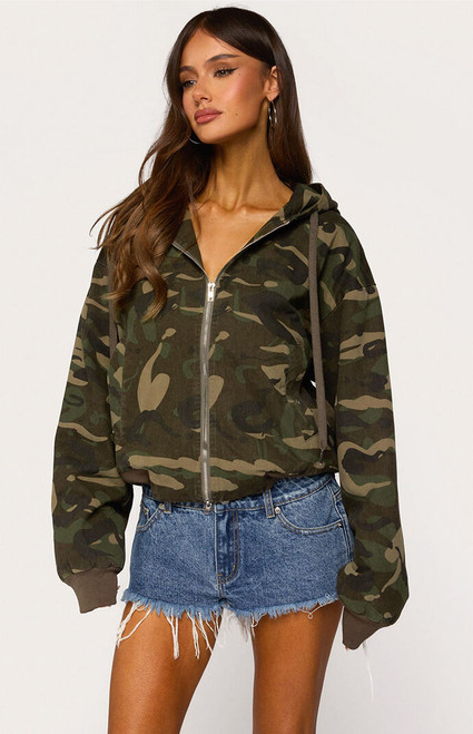 Edikted Women's Blanche Camo Hooded Jacket - 0272609690009
