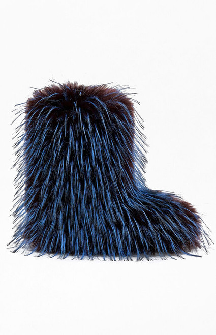AZALEA WANG Women's Lenix Blue Faux Fur Booties - 0275611590203