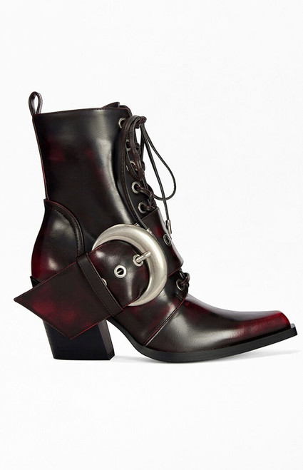 AZALEA WANG Women's Morgan Merlot Block Booties - 0275611590211