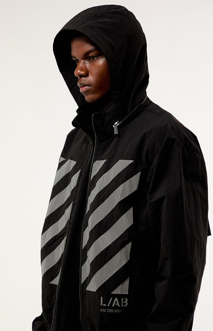 L/AB c/o Off-White Men's Reflective Diagonal Windbreaker Jacket - 0201610290002