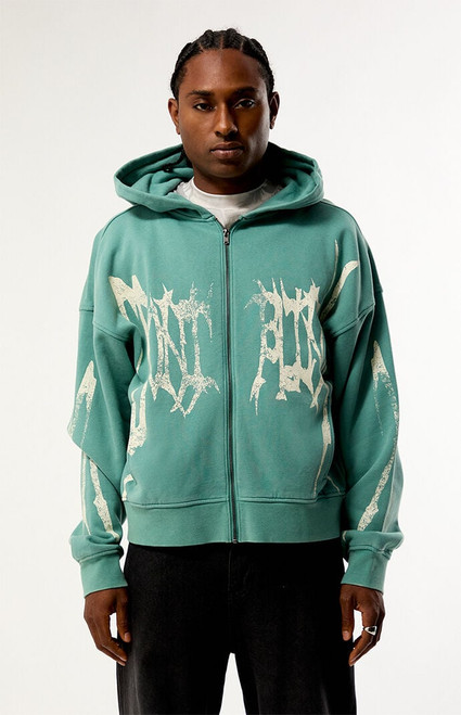 Pacsun Men's Green Don't Blink You'll Miss It Full Zip Hoodie - 0193611140007